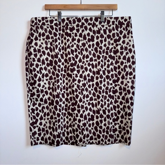 J. Crew No. 2 Pencil Skirt Giraffe Animal Print Bi-Stretch Cotton Size 16 NWT - Picture 1 of 8